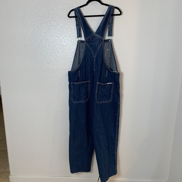 Vintage Revolt Denim Carpenter Bib Overalls Womens Size 22 Blue Embroidered Boho - Picture 11 of 14